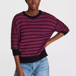 RAG & BONE quinn cotton crew in pink and blue‎ XXS